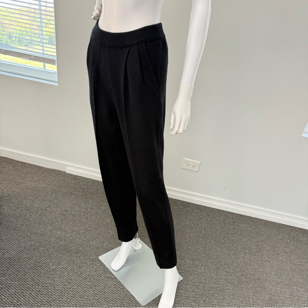 Peter Nygard Black Knit Merino Wool Trousers - Picture 3 of 10